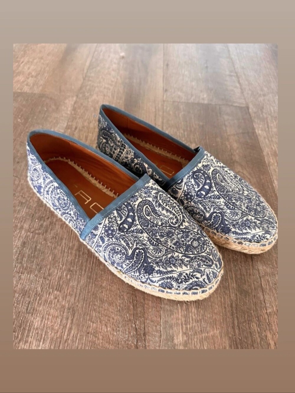 ETRO Paisley Jacquard Espadrille Women's Size EUR 37 Blue and White Print